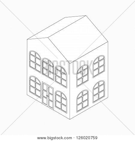Apartment building with arched windows icon in isometric 3d style isolated on white background