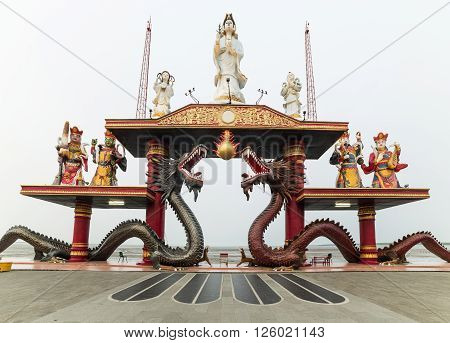 Sanggar Agung Temple or Hong San Tang is a Chinese temple in Surabaya dedicated to Chinese deities and other Asian religious icons. It is located within the Pantai Ria amusement park Temple Surabaya