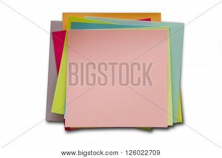 Blank Sticky Notes. Write your message. Colorful sticky notes isolated on white.