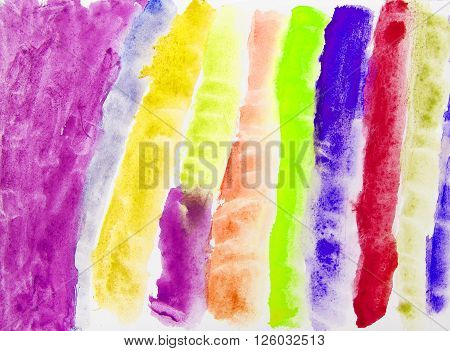 Striped hand drawn watercolor background. Vector version. Bright colors. Watercolor composition for scrapbook elements or print.