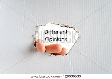 Different opinions note in business man hand