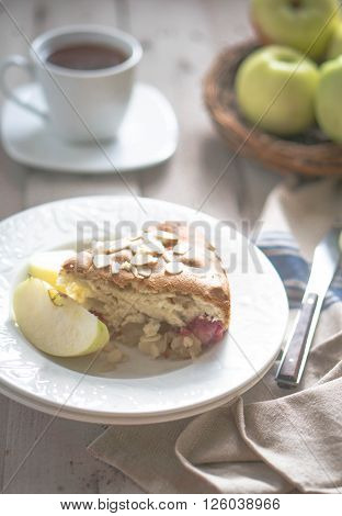 Image of Apple Pie On Rustic Wooden Background