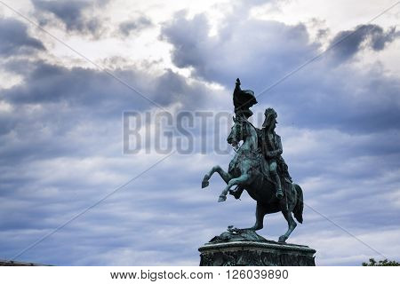 Archduke Charles Of Austria Statue On Heldenplatz In Vienna With Dramatic Sky