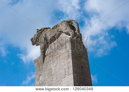 Lion on a tower in Remscheid Germany