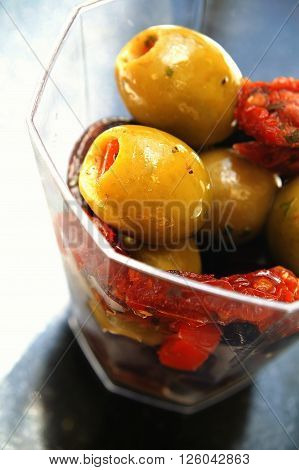 Image of fruit olives and sun dried toms