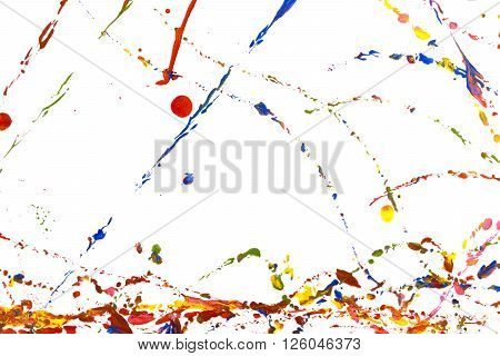 Colored paint splash isolated on white background