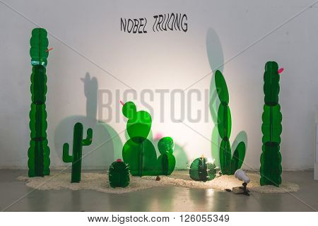 Plastic Cactus On Dispaly At Fuorisalone 2016 In Milan, Italy