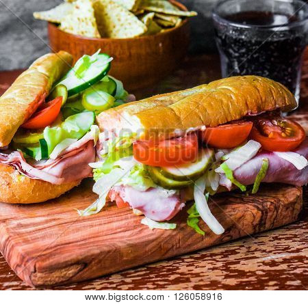 Italian Hoagie With Ham And Vegetables