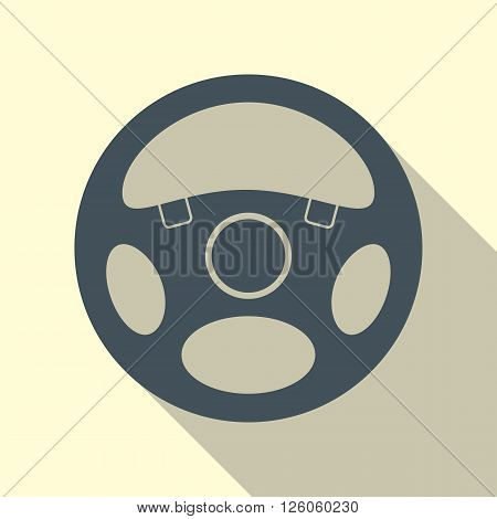Car steering wheel vector icon flat symbol. Automobile steering wheel icon in flat style with long shadow. Auto steering wheel flat icon. Car steering wheel icon flat design element. EPS10 vector.