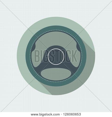 Car steering wheel vector icon flat symbol. Automobile steering wheel icon in flat style with long shadow. Auto steering wheel flat icon. Car steering wheel icon flat design element. EPS10 vector.