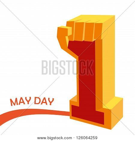 Hand Up Proletarian Revolution Concept in Soviet Union Agitation Style. Up human hand. Fist of revolution. Design element. Vector Illustration