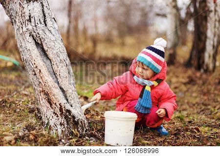 The child in garden happiness outdoors work.