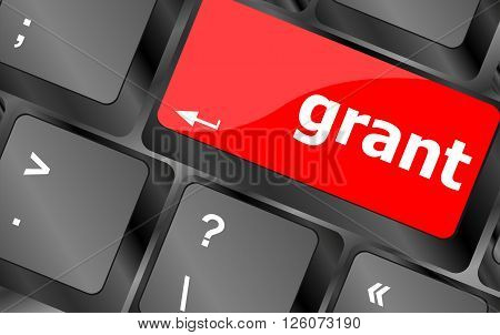 Computer keyboard button with grant button close up