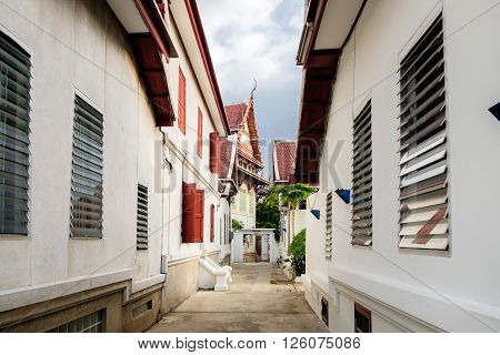 Streets and houses in Bangkok. The area near Wat Pho Bangkok Thailand.