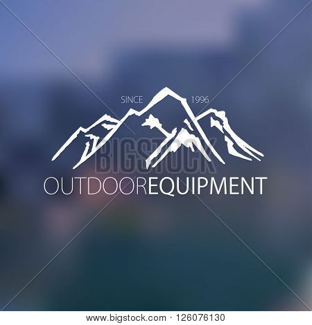 Mountain hand drawn hogo. Vector design element in vintage style for logotype, label,tag, badge and other. Mountain logo,  symbol, icon in retro style