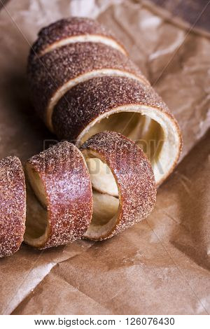 Hungarian a round loaf with the cinnamon and brown sugar