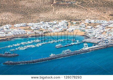 Caleta de SeboSpain -24 March 2015: Fishermen boats in Caleta de Sebo La Graciosa Canary Islands