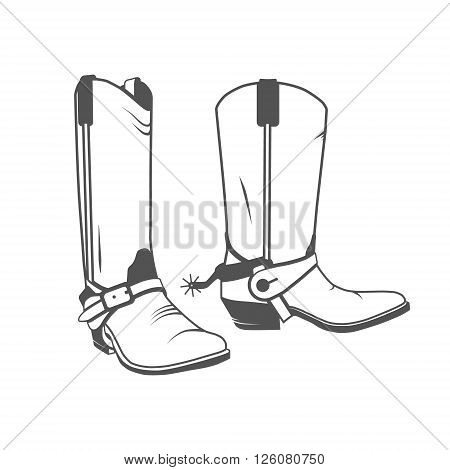 Two Vintage Western Cowboy Boots. Vector illustration.