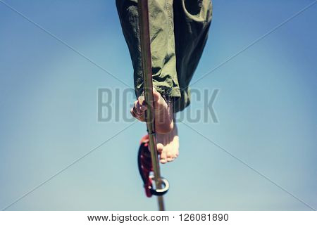 Slacklining is a practice in balance