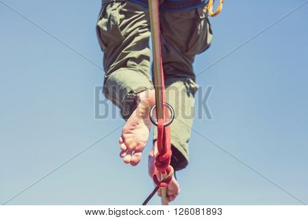 Slacklining is a practice in balance