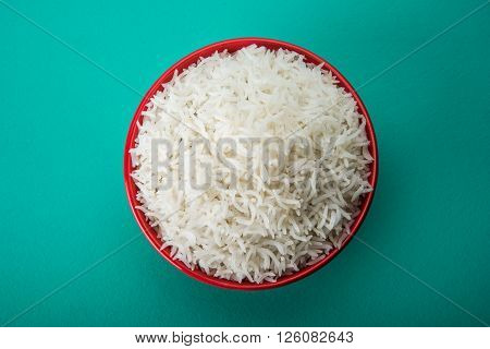 cooked white rice in a bowl, plain basmati rice, cooked basmati rice in ceramic bowl