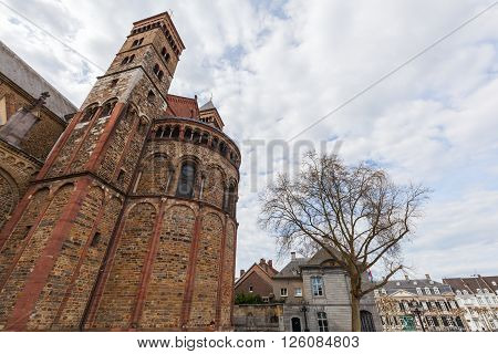 Basilica of St. Servatius at Vrijthof Square in Maastricht Netherlands