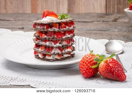 Strawberries Desert With Cream