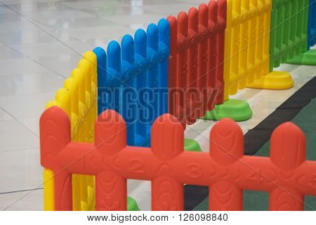 Plastic fence for baby and kid with colorful color like red yellow blue and green in playground for safety and protection/Plastic fence for kid in playground for safety