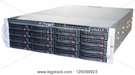 Rack mount disk storage system isolated on the white background