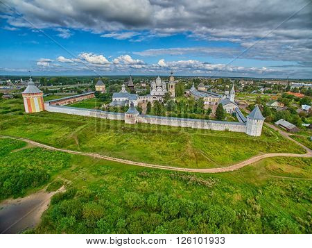 Sunset over Spaso-Prilutsky monastery in Vologda Region