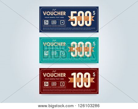 Voucher design. Discount coupon. Special offer voucher. Layout voucher. Voucher background. Sale voucher coupon. Voucher. Gift voucher template. Discount voucher. Gift certificate. Sides of gift voucher. Gift coupon template. Vector voucher template.