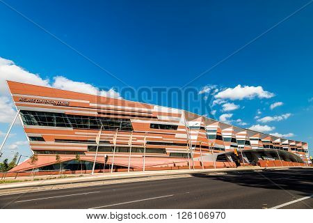 Adelaide Australia - January 3 2016: Adelaide New Convention Centre view from the Montefiore Road on a bright day