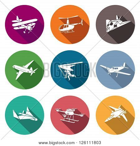 Isolated Flat Icons collection on a color background for design