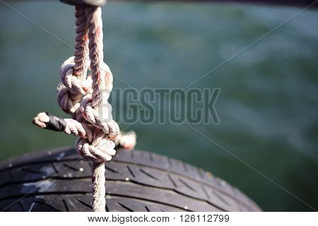 rubber beside boats intended for cushioning the port