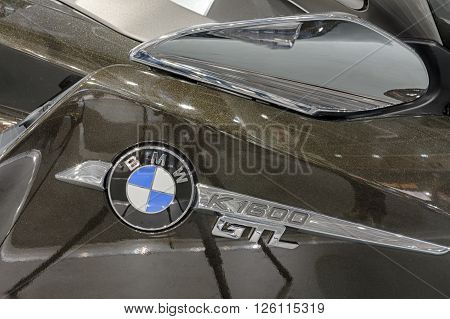 BRNO, CZECH REPUBLIC-MARCH 4,2016: Close up of inscription on motorcycle BMW K 1600 GTL on International Fair for Motorcycles on March 4,2016 in Brno in Czech Republic