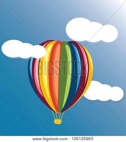 The colored balloon on a blue background