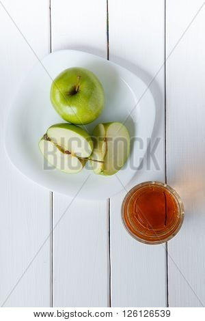 Apple Juice Pouring From Green Apples Fruits Into A Glass