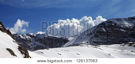 Panoramic View On Mountains In Nice Day