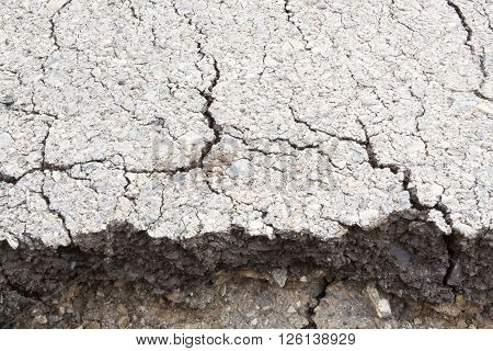 Macro Closeup On Concrete Asphalt Cracks On The Road.