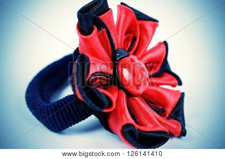 Kanzashi ornaments for women's hair. Barrette, elastic band. Handmade jewelry.