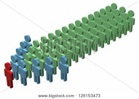 Concept : leadership isolated on white background. 3D rendering.