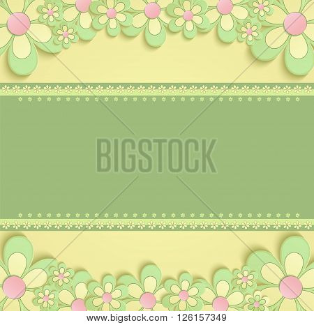 greeting card flowers 3D congratulations yellow green raster