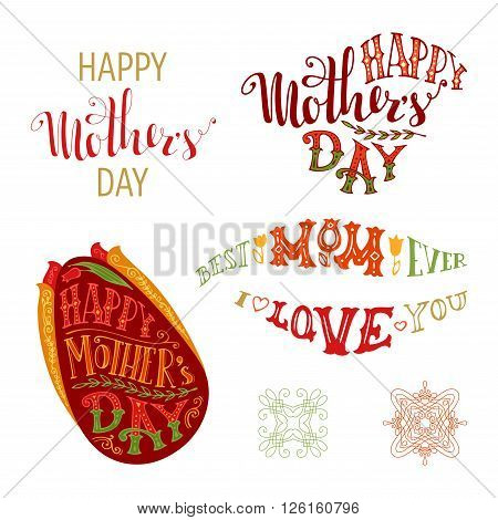 Happy Mother's Day Vector Set.