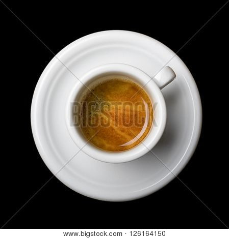 isolated coffee cup top view on black background