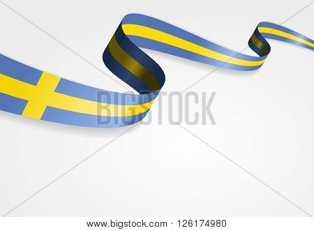 Swedish flag wavy abstract background. Vector illustration.