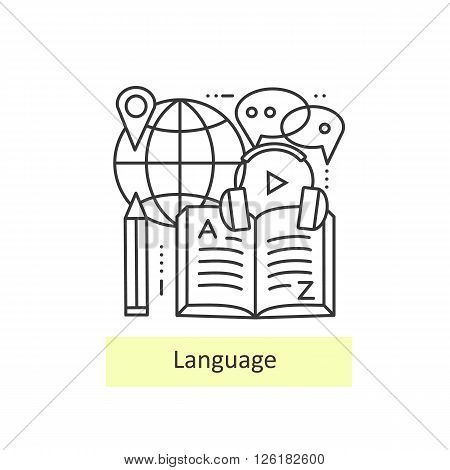 Modern thin line icons of learning foreign languages, language training school. Modern concept of a collection of vectors.