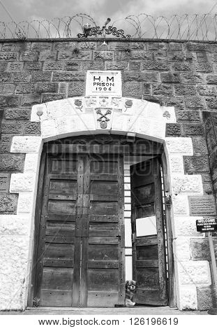 The entrance to historic prison of Napier town (New Zealand).
