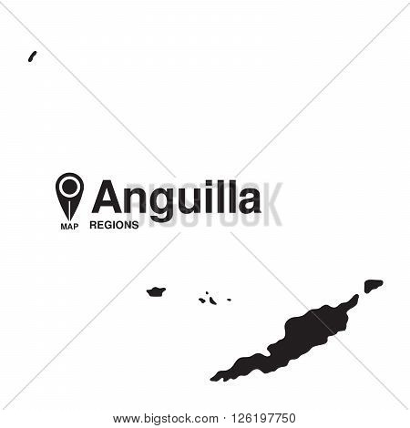 Anguilla map regions. Anguilla vector map silhouette