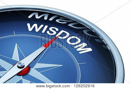 3D rendering of a compass with a wisdom icon