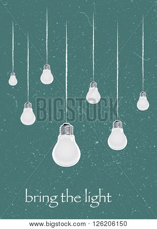 Bring the light motivating picture. Mock-up design on the green background